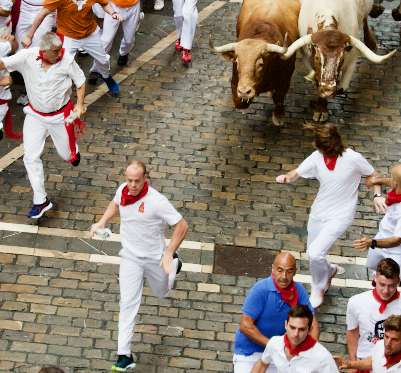Photo from The Running of The Bulls in Pamplona Spain.